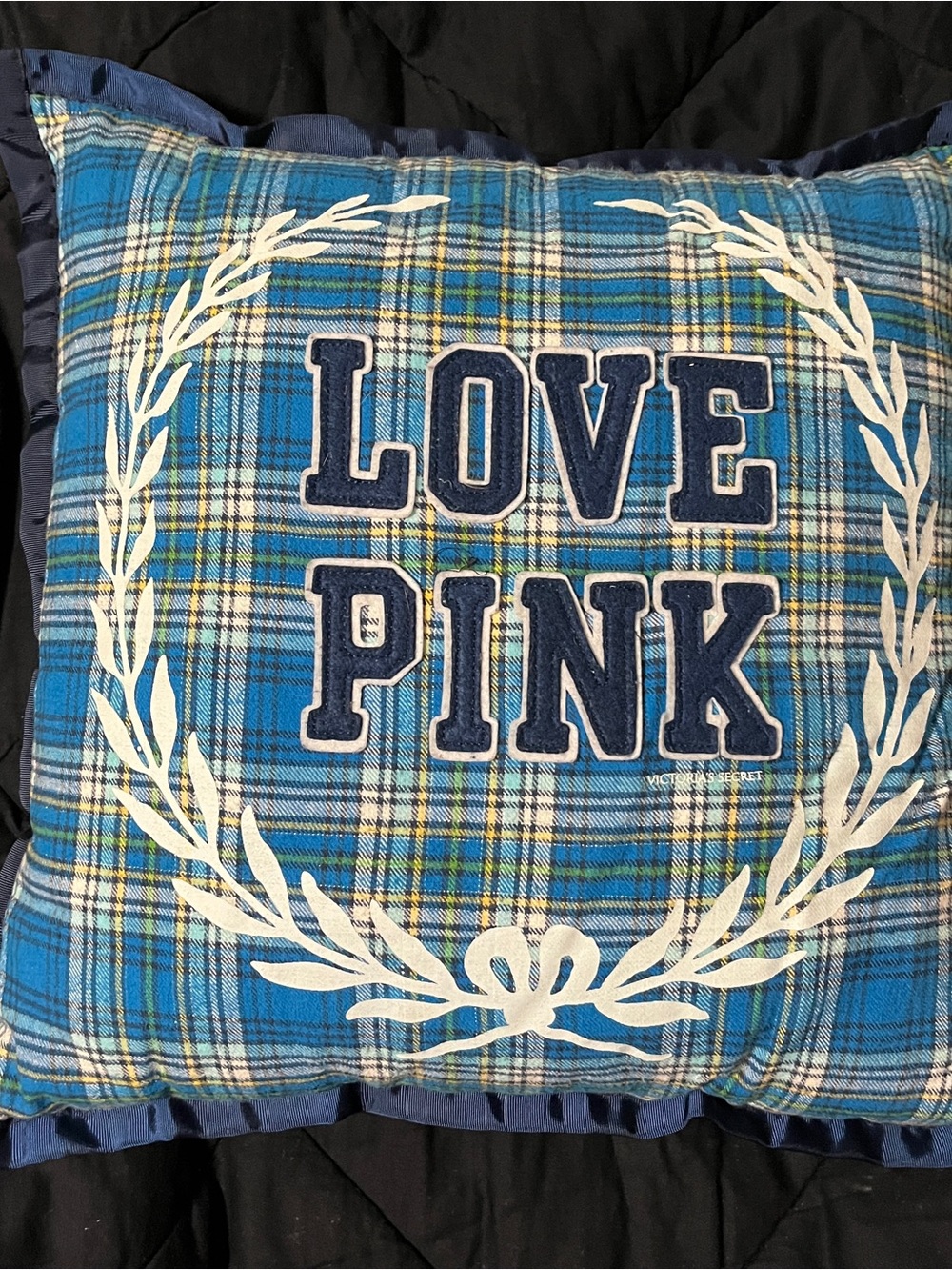 Rare Victoria's Secret PINK Pillow - Blue Plaid